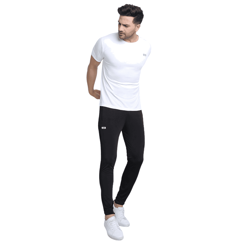 Lifestyle pose wearing the white GR8 training T-shirt
