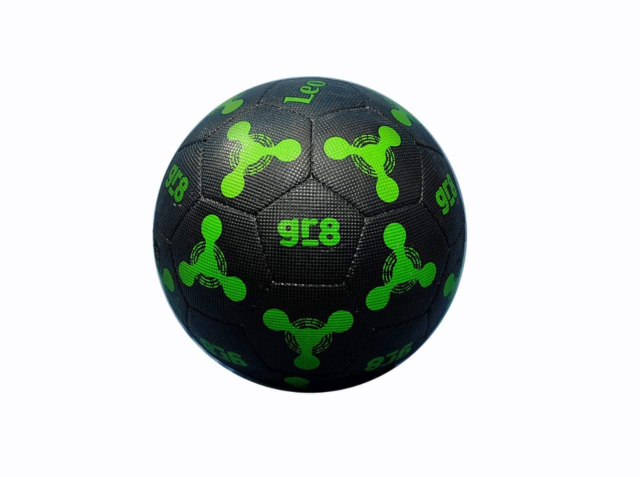 Alternate branded angle of the neon GR8 Leo football