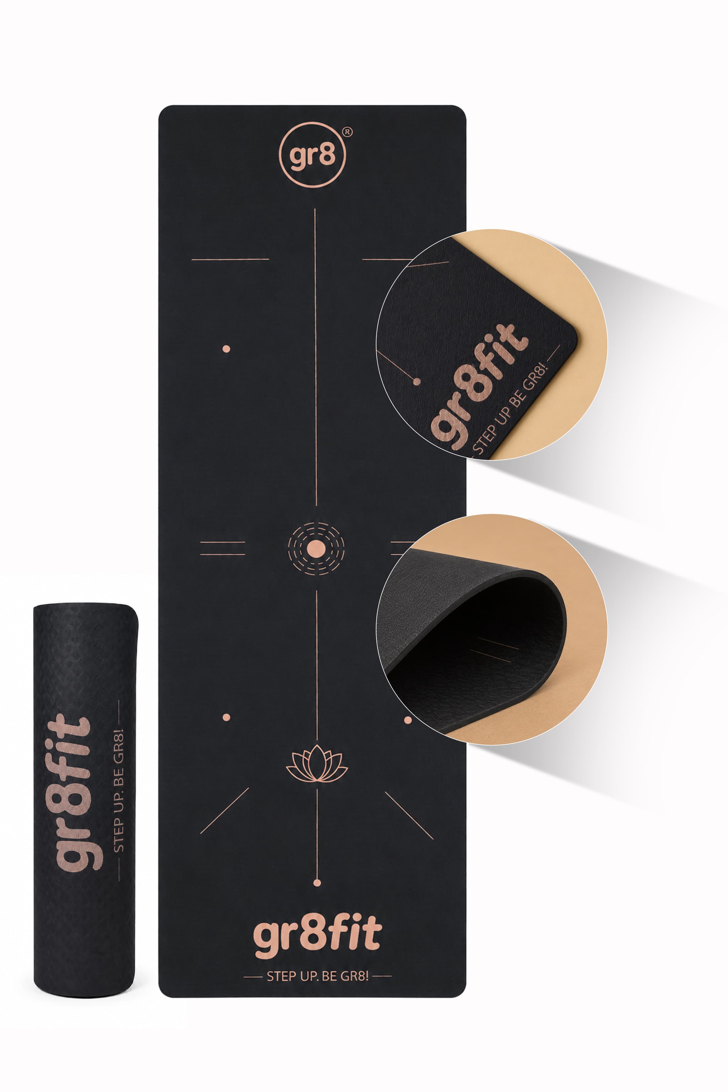 GR8FIT Alignment Yoga Mat 8mm Extra Cushion Eco TPE